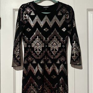 Express Small Black Sequin Mini Dress